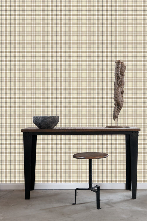 ESTAhome behang ruiten beige en bruin - 53 cm x 10.05 m - 137723