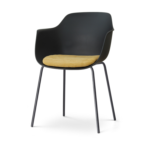 Nolon Nora-Liz eetkamerstoel zwart met warm oker zitkussen - zwart onderstel