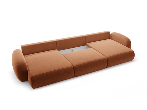Cosmopolitan Design Converteerbare panoramische bank met opbergdoos Tonale 5-zits, chenille baksteen - 149x362x88cm