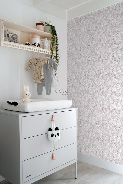 ESTAhome behang bloemetjes lila paars - 53 cm x 10.05 m - 139534