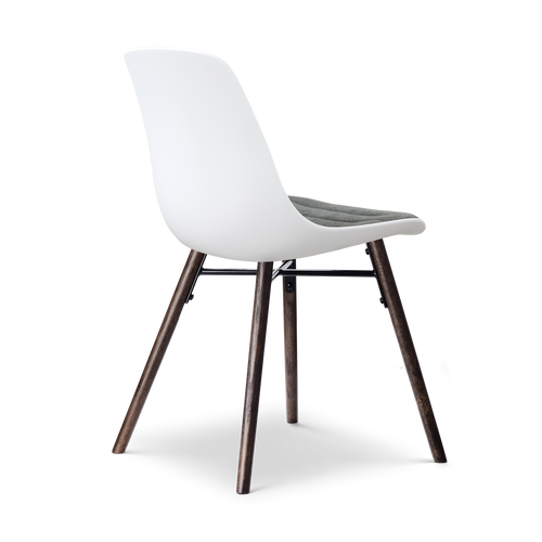 Nolon Nena-Liv eetkamerstoel wit met zeegrijs zitkussen - walnoot houten onderstel