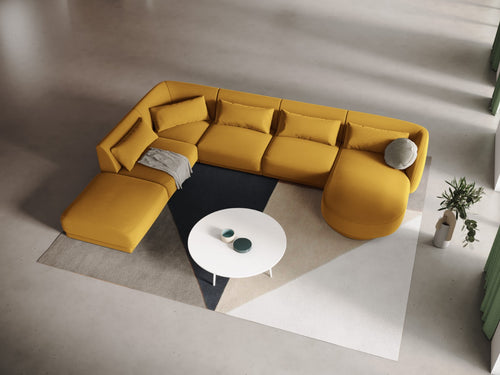Cosmopolitan Design Panoramische hoekbank links Tulum 6-zits, flueel, geel - 255x330x70cm