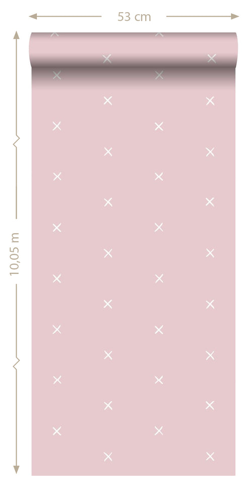 ESTAhome behang grafisch motief roze - 53 cm x 10.05 m - 139069