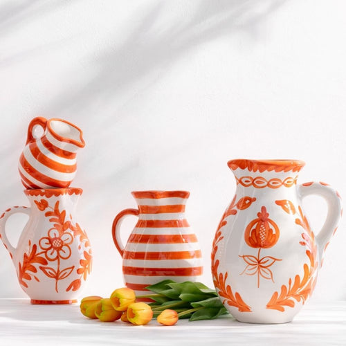 J-Line kruik Granada - keramiek - wit/oranje - medium - vtwonen shop