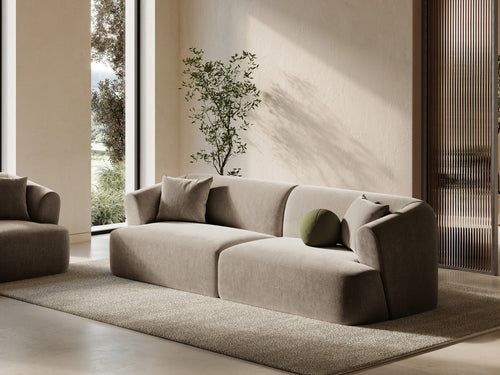Cosmopolitan Design Modulaire bank Campi 4-zits, flueel donkerbeige - 90x255x70cm
