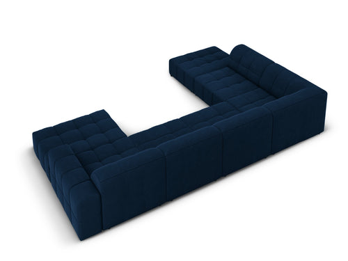 Cosmopolitan Design Panoramische hoekbank links Chicago 7-zits, flueel koningsblauw - 263x375x78cm