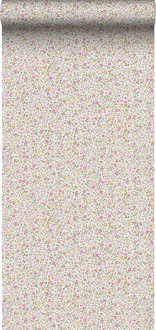 Sanders & Sanders behang bloemetjes paars, groen en geel - 53 cm x 10 m - 640394