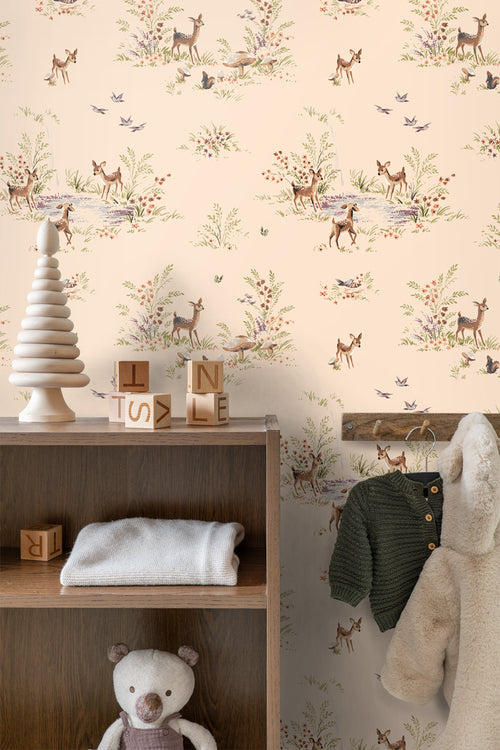 ESTAhome behang hertjes warm beige - 50 x 900 cm - 131430 - vtwonen shop