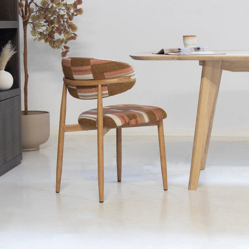 DÉJA Living Eetkamerstoel Skara - Terracotta/Naturel - Set van 2 - vtwonen shop