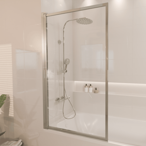 LOMAZOO badwand Salvador - draaibaar - anti kalk nano coating - helder glas - chroom - 80 x 140 cm