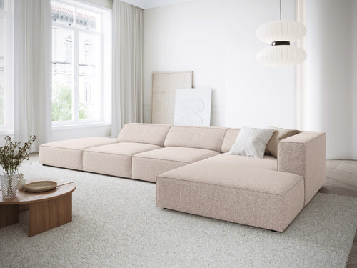 Cosmopolitan Design rechter hoekbank Arendal 5-zits, chenille, beige - 166x341x70cm