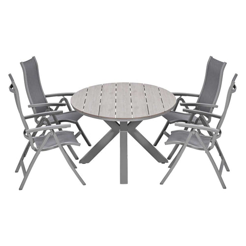 Garden Impressions Tuinset Hilly 5-delig taupe verstelbaar - Tulli tuintafel