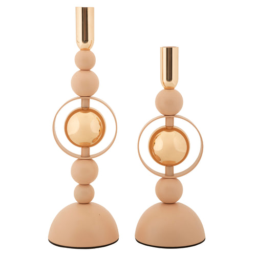 Mauro Ferretti kaarsenhouder - set van 2 - roze/goud
