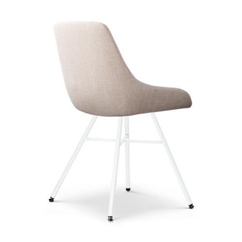 Nolon Noa-Isa Eetkamerstoel Beige - Stof - Wit Onderstel