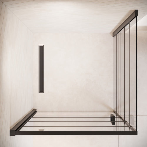Badplaats Douchecabine Alava 80 x 80 x 190 cm – Zwart met Lijnen – Douchewand met Draaideur