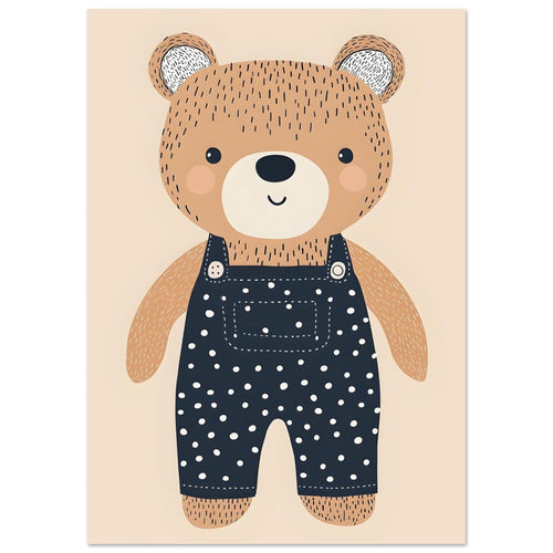 Artfulprints  Stoere beer in tuinbroek   poster A4 21x29.7 cm - vtwonen shop