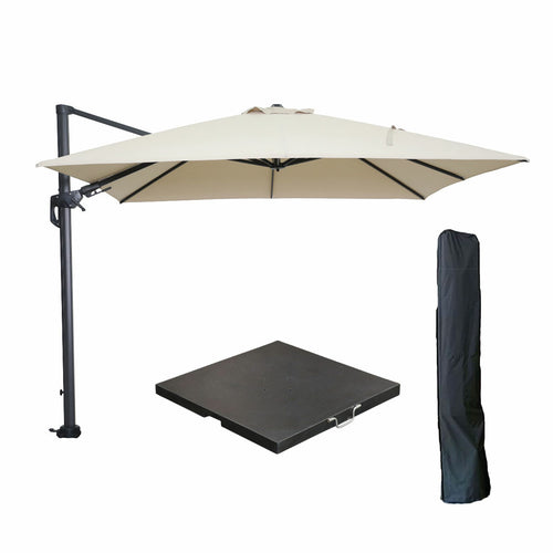 Garden Impressions zweefparasol Hawaii ecru 3x3 m incl 90 kg voet en hoes