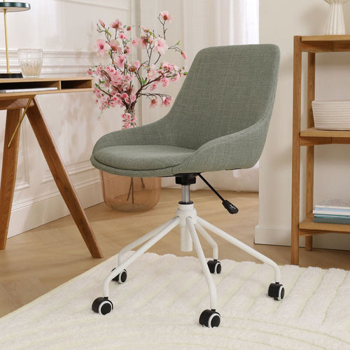 Nolon Nout-Isa Bureaustoel Saliegroen - Stof - Wit Onderstel - vtwonen shop