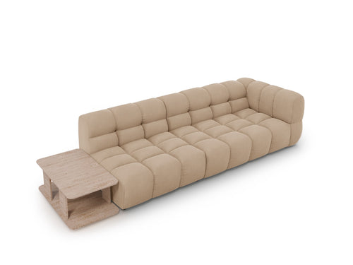 Cosmopolitan Design linker modulaire bank Sky 4-zits, flueel, zand - 102x297x70cm