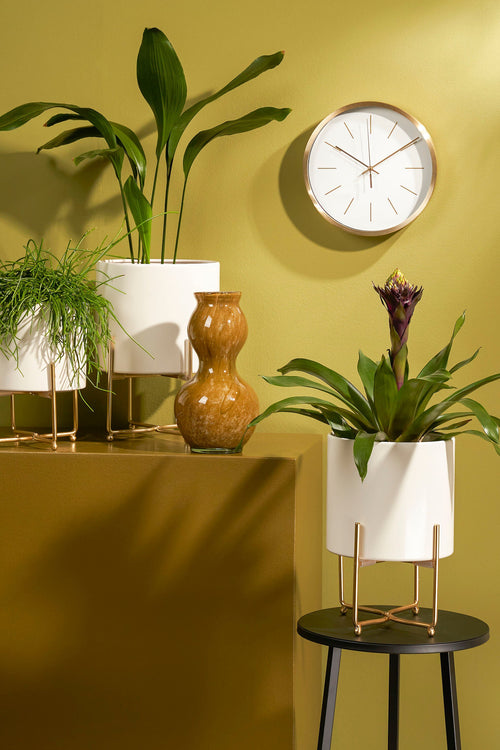 Mica Decorations Aries Bloempot op Standaard - Set van 3 - H32 x Ø24 cm - Wit - vtwonen shop