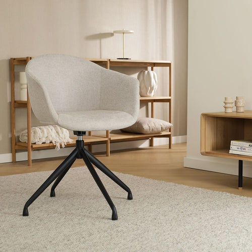Nolon Nola-Otis Eetkamerstoel Beige - Draaibaar Zwart Onderstel