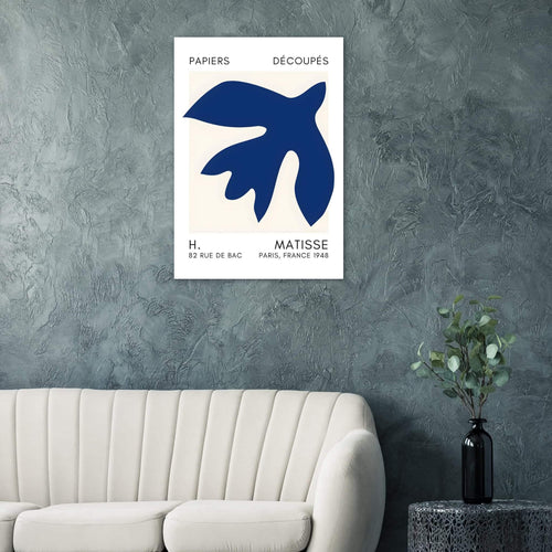 Artfulprints Poster met Lijst Matisse – Floating forms navy blue II   - 50x70 cm - Blauw