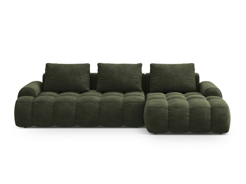 Cosmopolitan Design Converteerbare hoekbank rechts met opbergdoos Linz 3-zits, flueel groente - 142x275x84cm