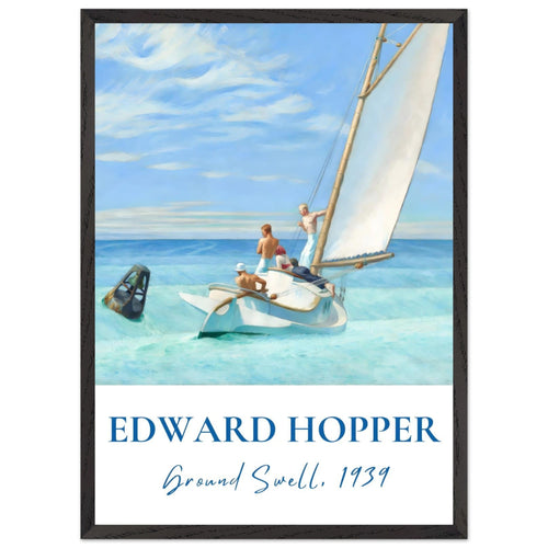 Artfulprints Poster met Lijst Edward Hopper - Ground swell   - 50x70 cm - Blauw