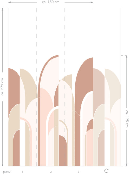 ESTAhome fotobehang art deco motief terracotta en zacht roze - 150 x 279 cm - 158959 - vtwonen shop