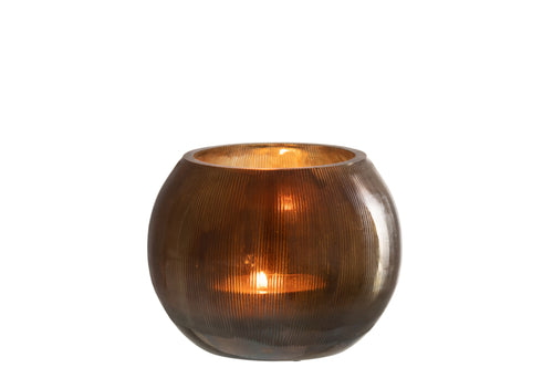 J-Line windlicht Lijnen - glas - donkerbruin - large - vtwonen shop