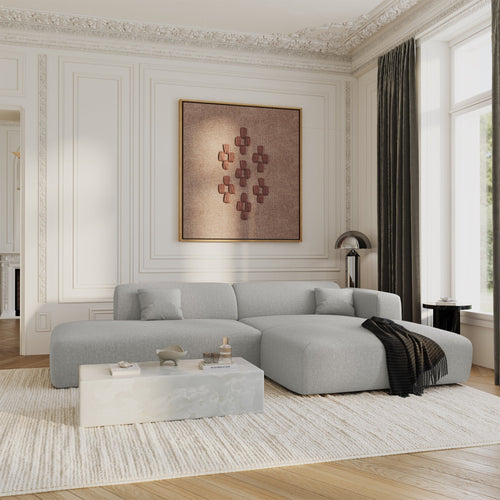 Sia Home - Rechthoekige hoekbank met open zijkant MYRA - kruisweefsel lichtgrijs 300cm