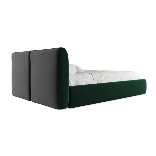 LaMiaSofa Bed met opbergruimte Milano - velours - flessengroen - 160x228x82