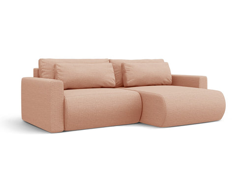 Cosmopolitan Design Omkeerbare converteerbare hoekbank met opbergdoos Belfast 3-zits, structurele stof perzik - 149x240x84cm