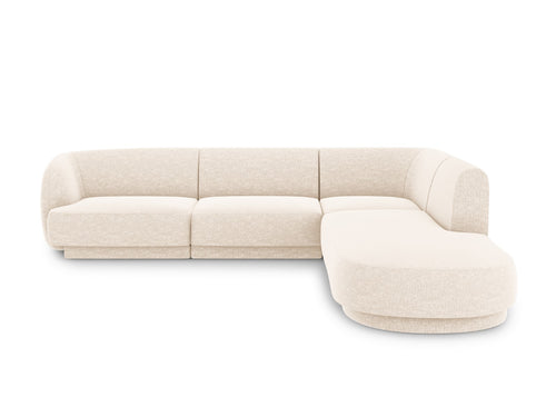 Micadoni rechter hoekbank Miley 6-zits, chenille, lichtbeige - 248x255x70cm