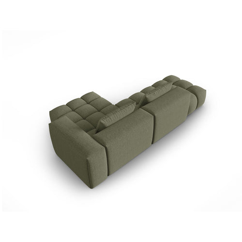 Cosmopolitan Design - Modulaire hoekbank rechts Verona 4-zits, structurele stof donker olijfgroen - 145x265x70cm