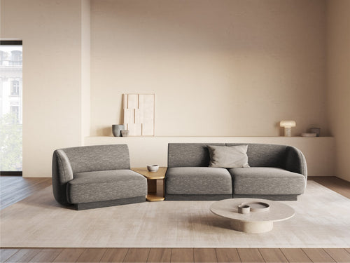 Micadoni linker modulaire bank Miley 3-zits, chenille, grijs - 126x303x70cm
