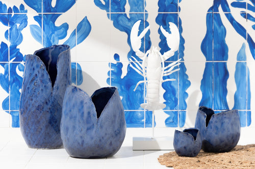J-Line vaas Thibault - keramiek - blauw - medium