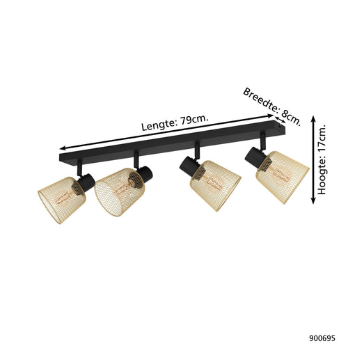 EGLO spot Coslada - e27 - 79 cm - zwart/goud - staal