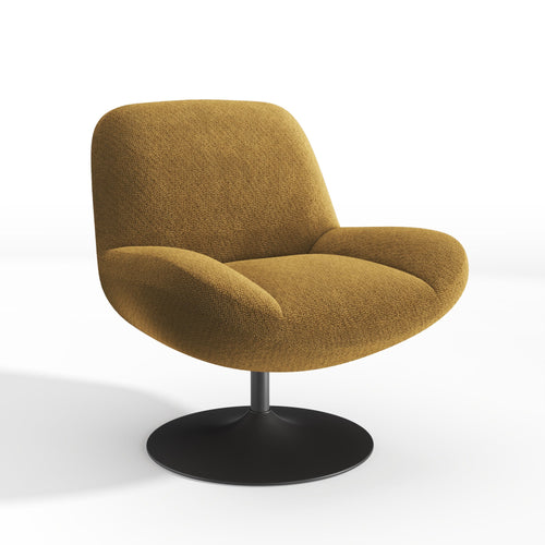 Premium Interiors - Draaistoel RETRO - krullend fluweel mosterd 71cm