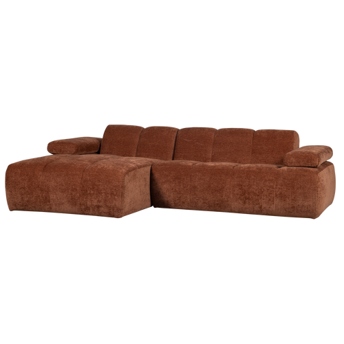 WOOOD chaise longue links Mojo - Geweven Ribstof - Roestbruin - vtwonen shop