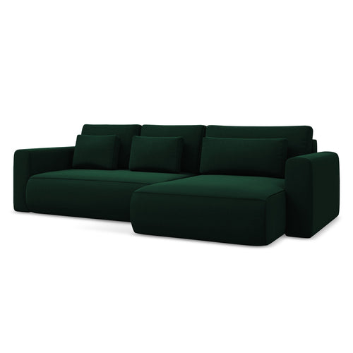 LaMiaSofa hoekbank rechts Perugia - velours - flessengroen - 278x149x82