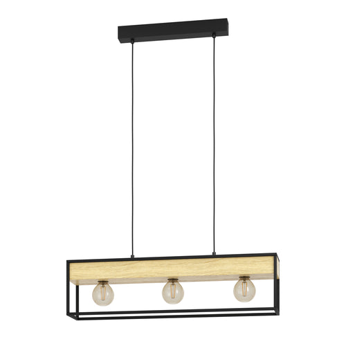 EGLO hanglamp Libertad 1 - e27 - 76 cm - zwart/bruin - vtwonen shop