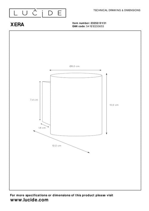 Lucide wandlamp XERA - 1xG9 - Wit - vtwonen shop