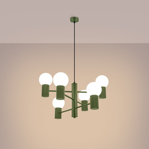Sollux Lighting Kroonluchter HALO 6 olijfgroen - 64x64x230cm
