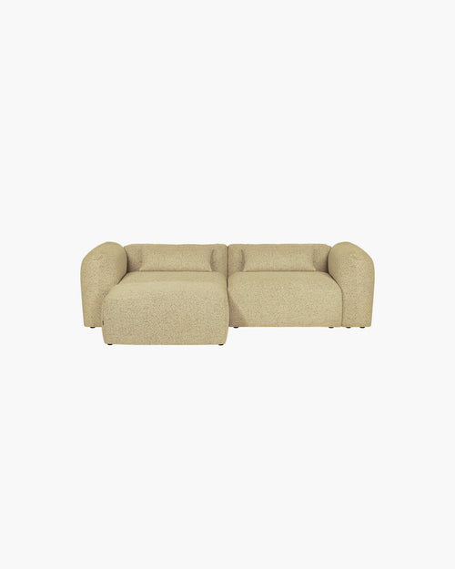 noo.ma Yaro 3-zits hoekbank - Pale Yellow Mélange, zachte zit, linker longchair