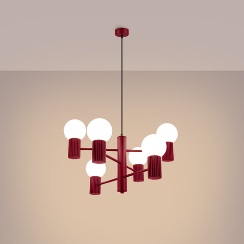 Sollux Lighting Kroonluchter HALO 6 bordeauxrood - 64x64x230cm