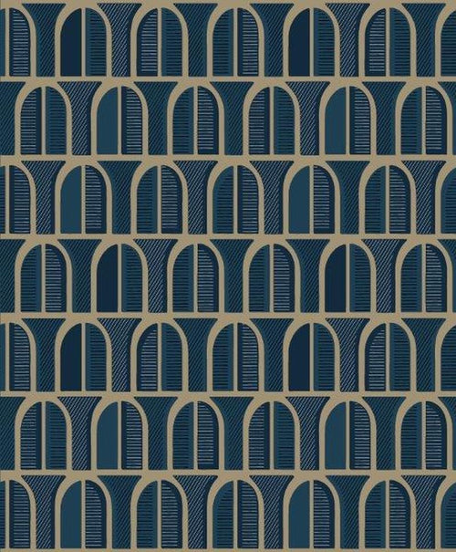 Borastapeter behang geometrische vormen vergrijsd blauw - 53 cm x 10.05 m - 660871 - vtwonen shop