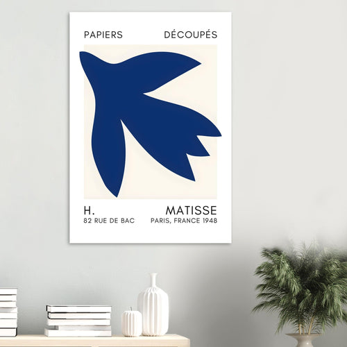 Artfulprints Poster Matisse – Shapes in the air navy blue   - A4 21x29.7 cm - Blauw