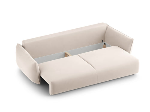 Cosmopolitan Design Slaapbank met opbergdoos Matera 3-zits, flueel beige - 108x240x86cm
