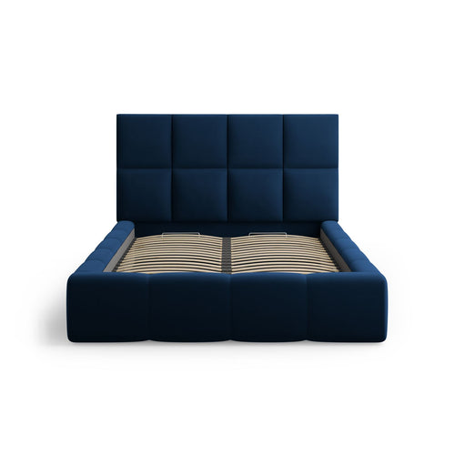 Cosmopolitan Design - Opbergbed met hoofdeinde Livigno 200x200cm flueel koningsblauw - 230x225x125cm